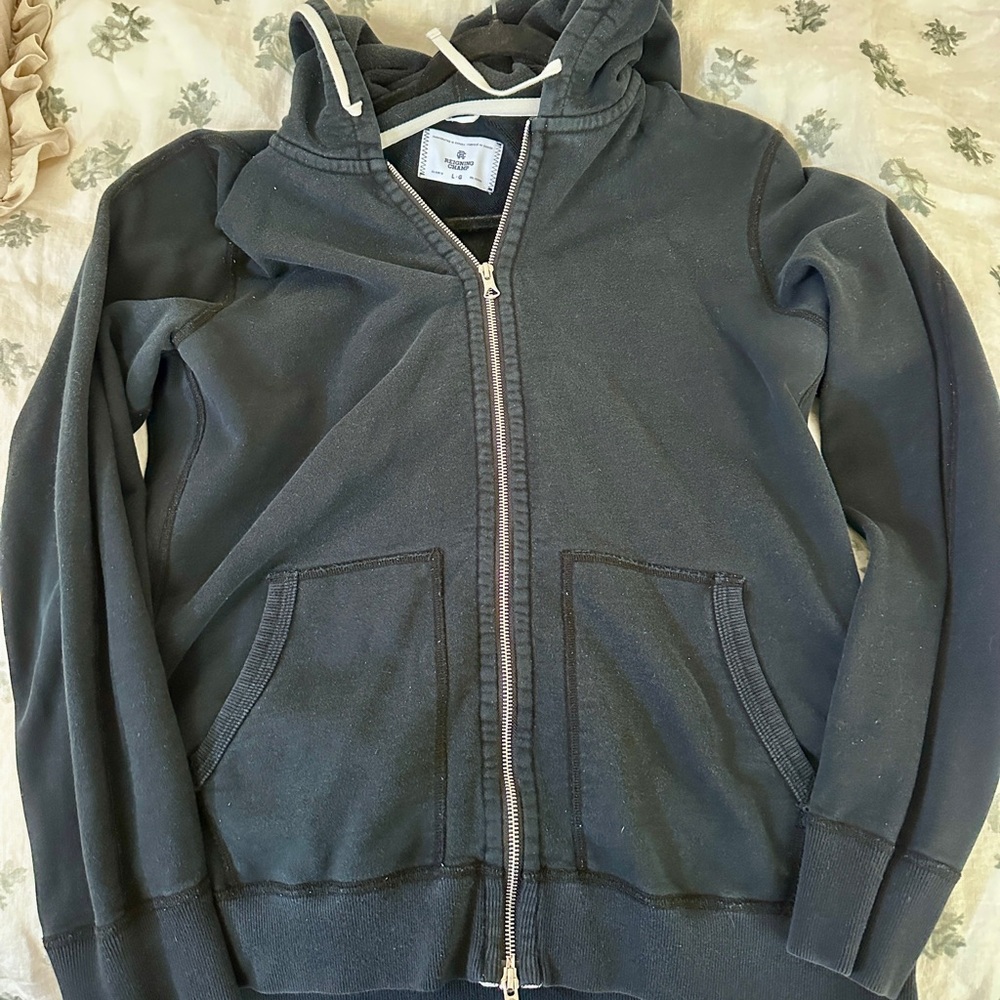 Reigning Champ black zip-up hoodie